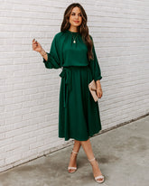 Robe mi-longue nouée Woodhaven - Vert chasseur